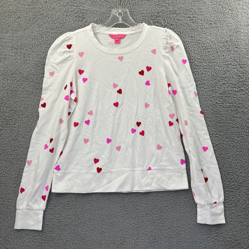 NWOT Lilly Pulitzer Jansen Sweatshirt Valentine Lots of Love‎ Hearts Women Small